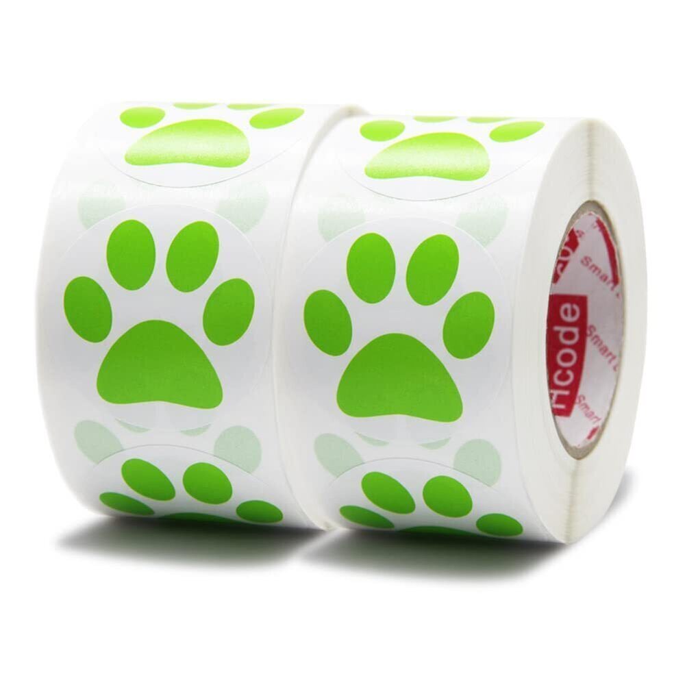 9200 1.5" Round Black Bear Paw Print Stickers Dog Puppy Bear Paw Stickers